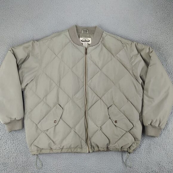 Vtg Eddie Bauer Legends Diamond Puff Bomber Jacket Mens XL Gray Outdoor Classic - Picture 1 of 16